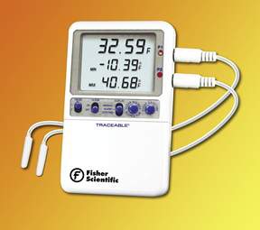 Thermometer Digital Refrigerator with Alarm Fisher Scientific™ Traceable® Hi-Accuracy Fahrenheit -58° to +158°F (-50° to +70°C) 2 External Probes Door / Wall Mount Battery Operated by PANTek Technologies LLC  ID 15078177